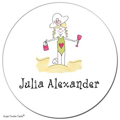 Sugar Cookie Gift Stickers - Beach Girl